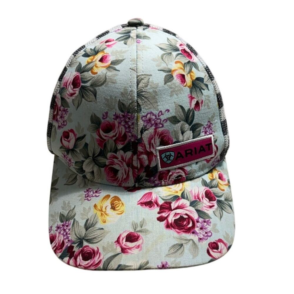 Ariat Floral Print Mesh Trucker Hat One-Size Adjustable Snapback Shabby Chic